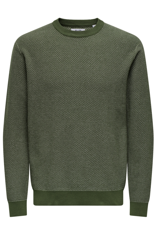 ONSMORGAN 12 STRUCTURE CREW KNIT NO 22033297 OLIVE NIGHT/ CLOUD DANCER
